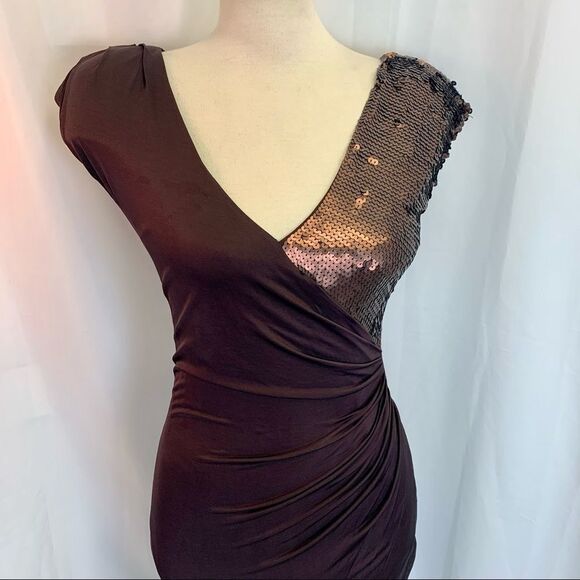Ted Baker London brown sequin wrap dress size 1/US4 - Picture 4 of 9